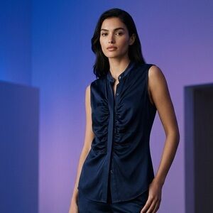 Theory Navy Sleeveless Blouse